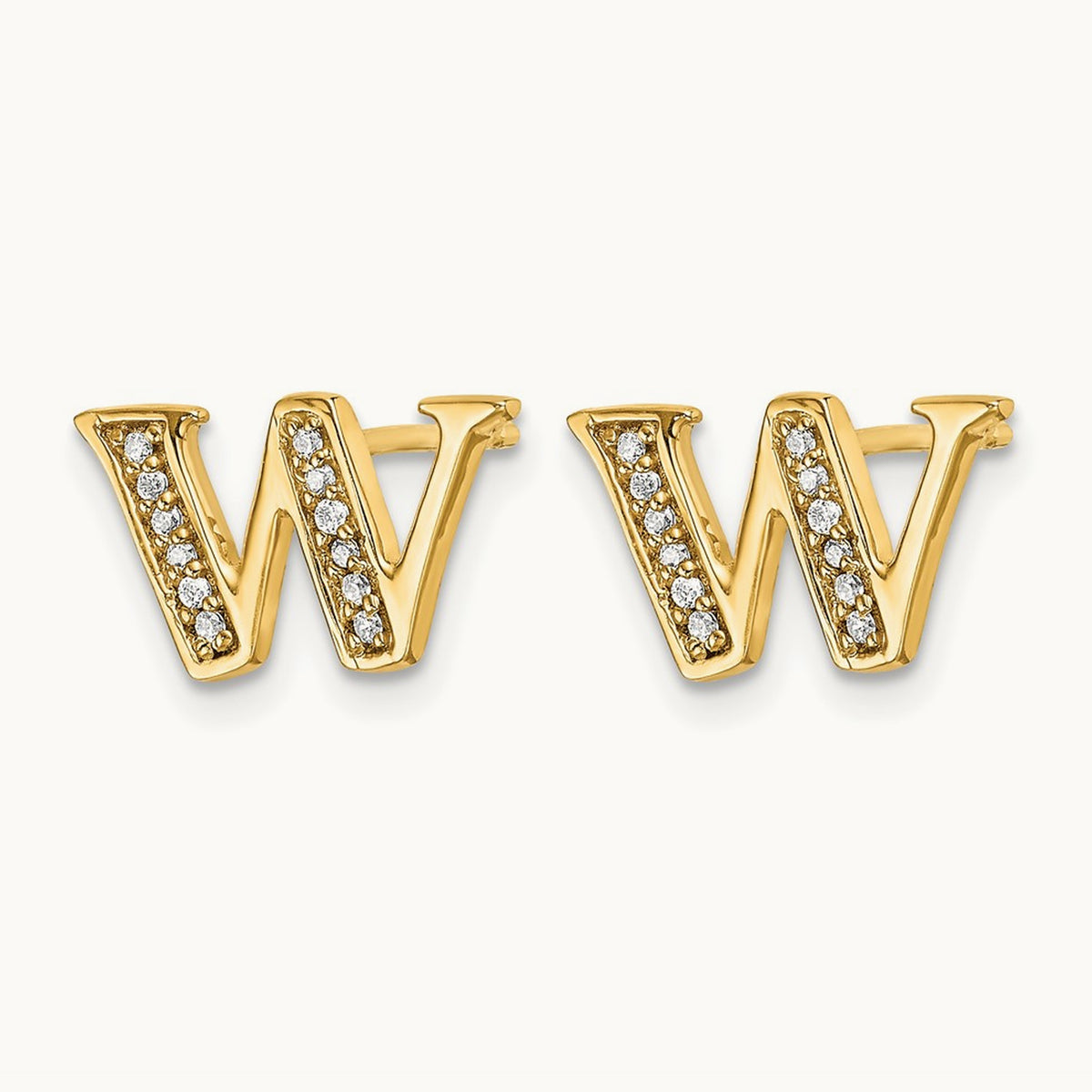 Diamond Earrings — 14K Yellow Gold, 8mm, W