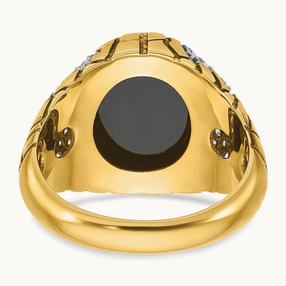 IBGoodman Men's Onyx and Diamond Nugget Complete Ring, 14K