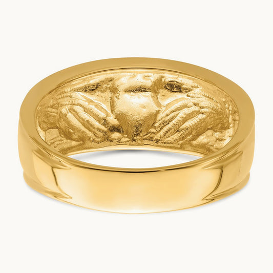 Polished Men's Claddagh Band, 14K