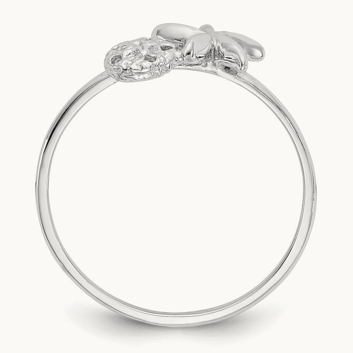 Polished Starfish & Sand Dollar Ring, 14K White Gold