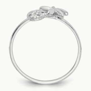 Polished Starfish & Sand Dollar Ring, 14K White Gold