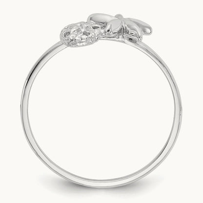 Polished Starfish & Sand Dollar Ring, 14K White Gold