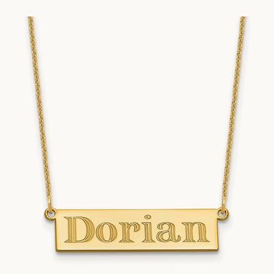 4-6 Letter Name Bar Necklace, 14K Yellow Gold