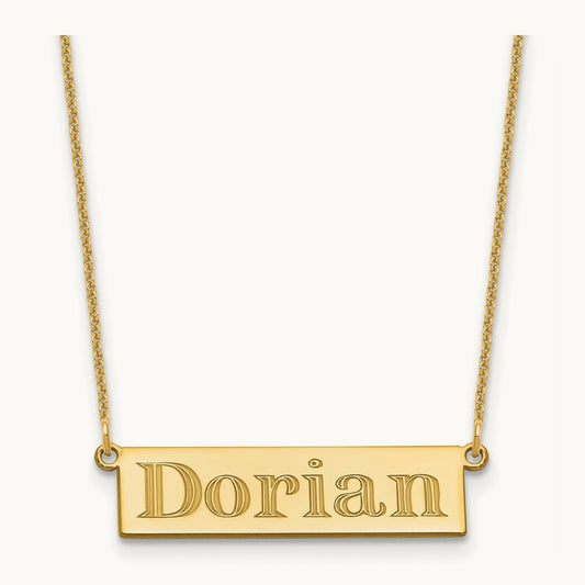 4-6 Letter Name Bar Necklace, 14K Yellow Gold