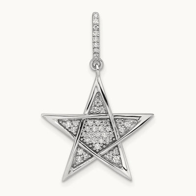 Polished Diamond Star Pendant, 14K White Gold