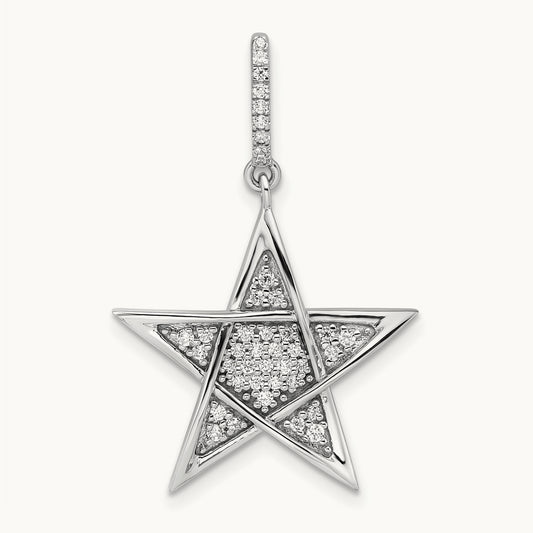 Polished Diamond Star Pendant, 14K White Gold