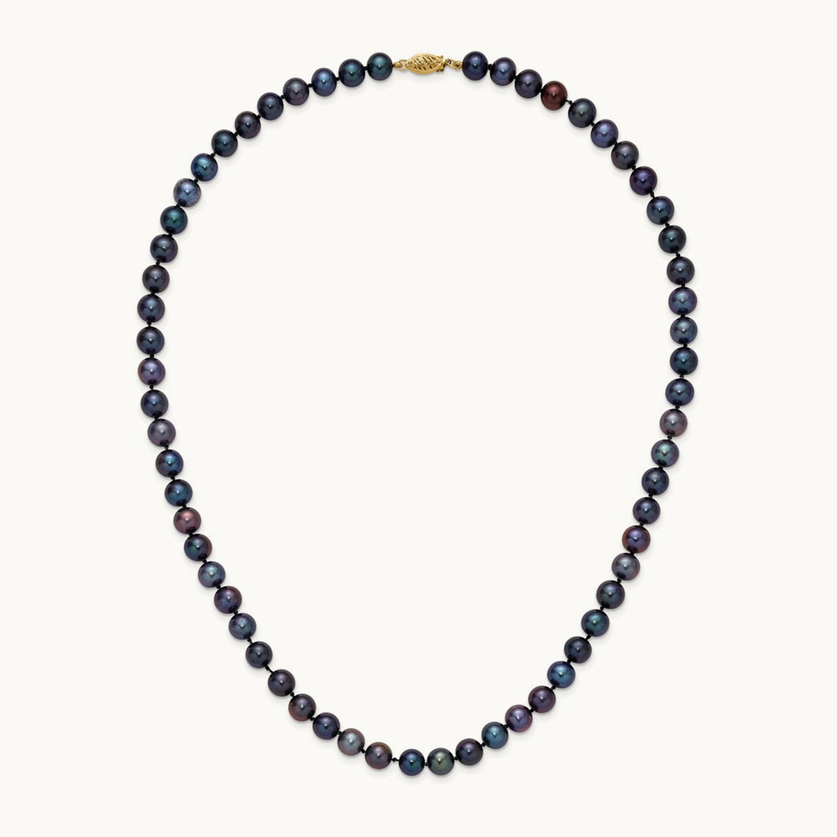 7- Black Near Round Freshwater Cultured Pearl Necklace, 14K
