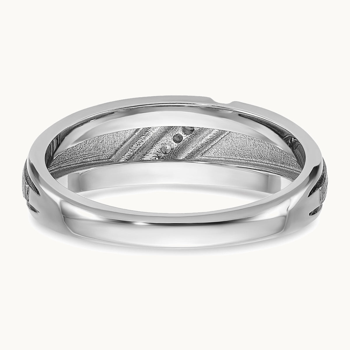 IBGoodman 14K White Gold with Black Rhodium Men's Polished and Satin 1/15 Carat AA Quality Diamond Ring