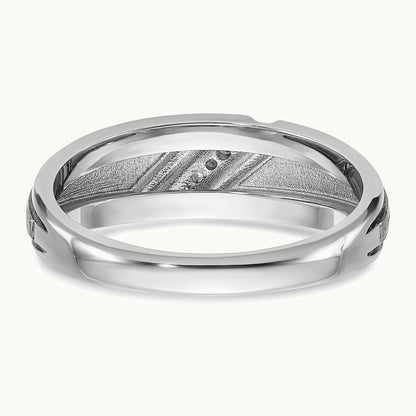 IBGoodman 14K White Gold with Black Rhodium Men's Polished and Satin 1/15 Carat AA Quality Diamond Ring