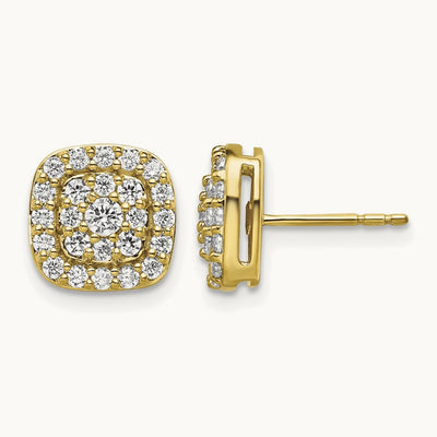 Square Halo Post Earrings, 0.75 ct tw Lab-Grown Diamond — 14K Yellow Gold