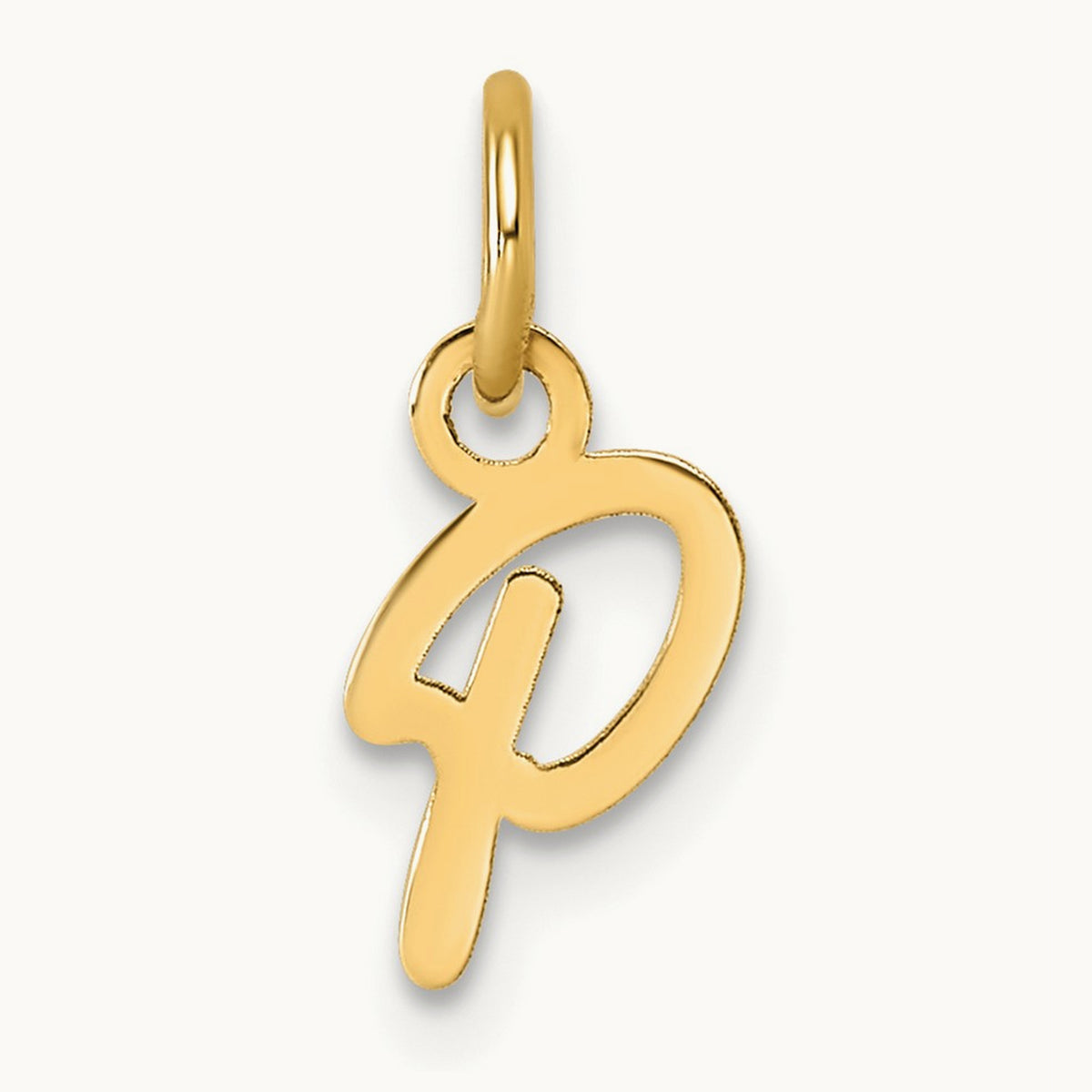 Uppercase Initial Charm — 14K Yellow Gold, P