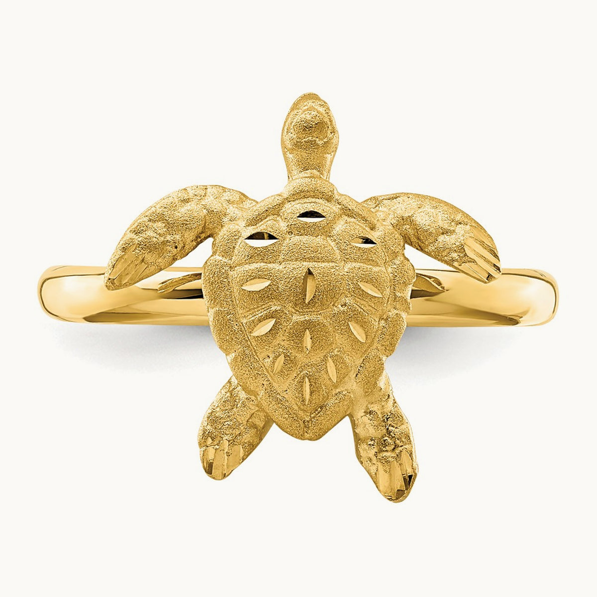 Brushed & Polished D/C Turtle Ring, 14K