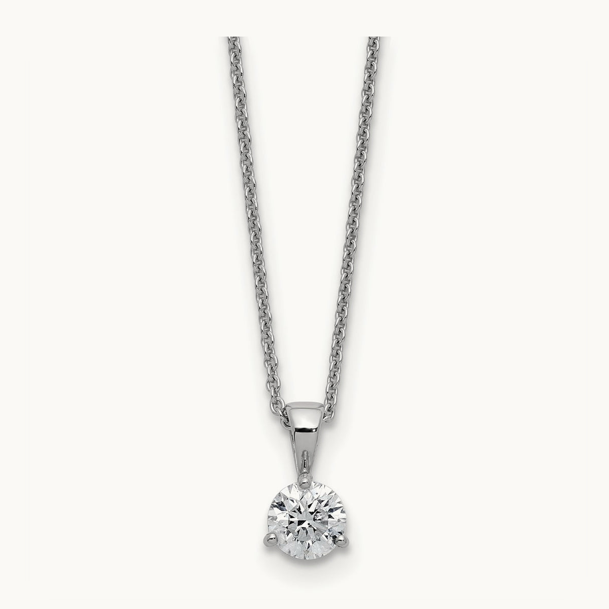 Solitaire Pendant Necklace, 1/5-1 ct Lab-Grown Diamond — 14K White Gold