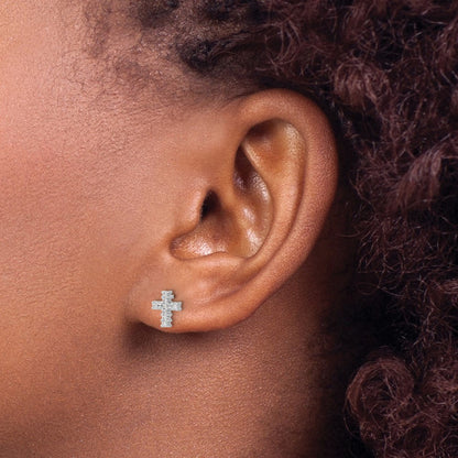 Cross Post Earrings, 0.10-0.20 ct tw Lab-Grown Diamond — 1/10 ct, 14K White Gold