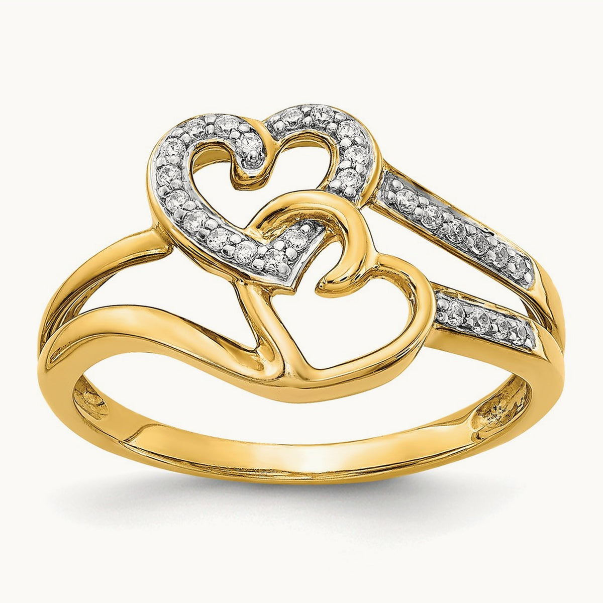 Diamond Hearts Ring — 14K Yellow Gold, 6