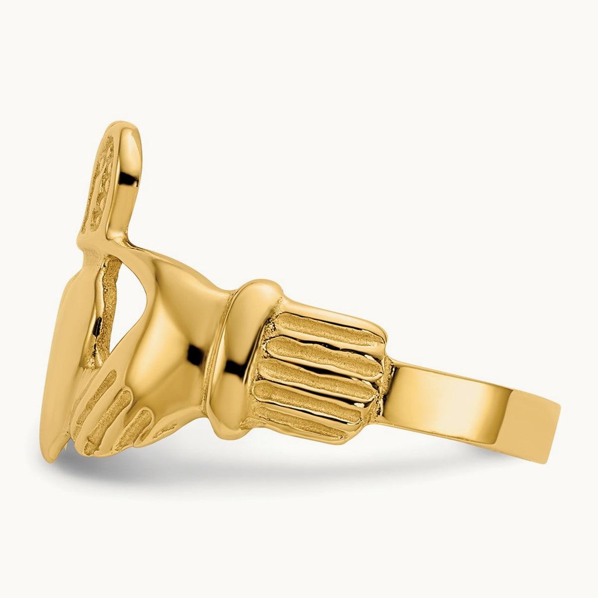 Polished Ladies Claddagh Ring, 14K