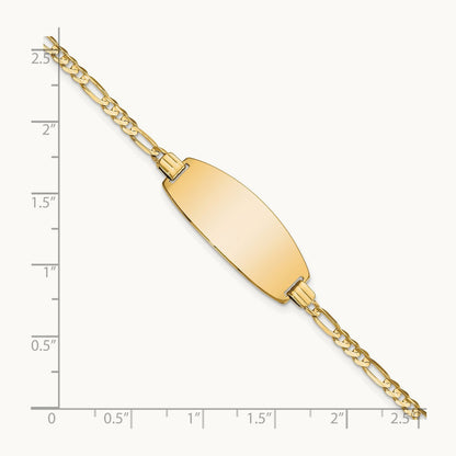 Oval Figaro ID Bracelet — 14K Yellow Gold