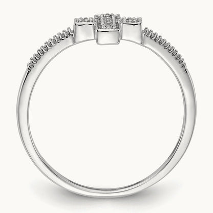 Polished Diamond Cross Ring, 14K White Gold