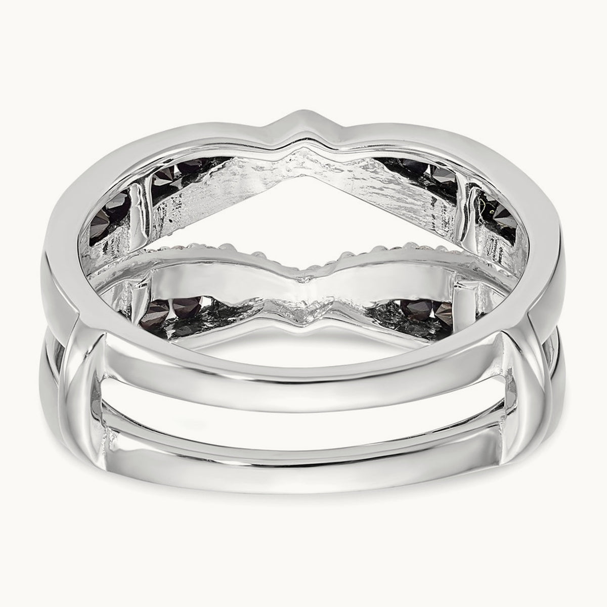Black and White Diamond Guard, 14K White Gold