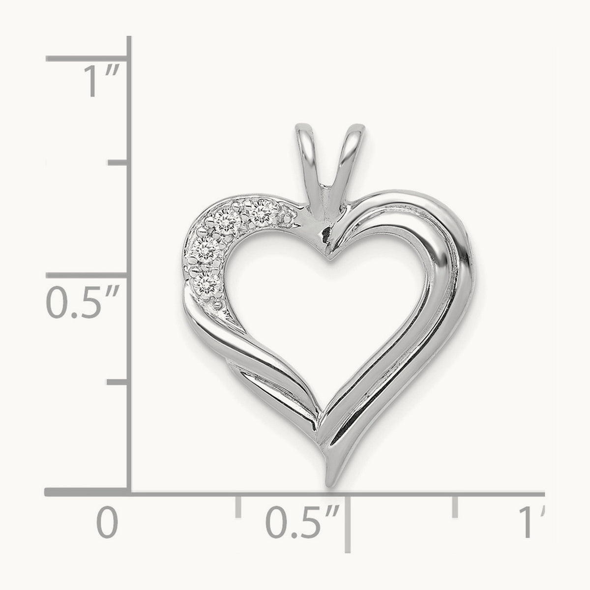 Diamond Fancy Heart Pendant — 14K White Gold
