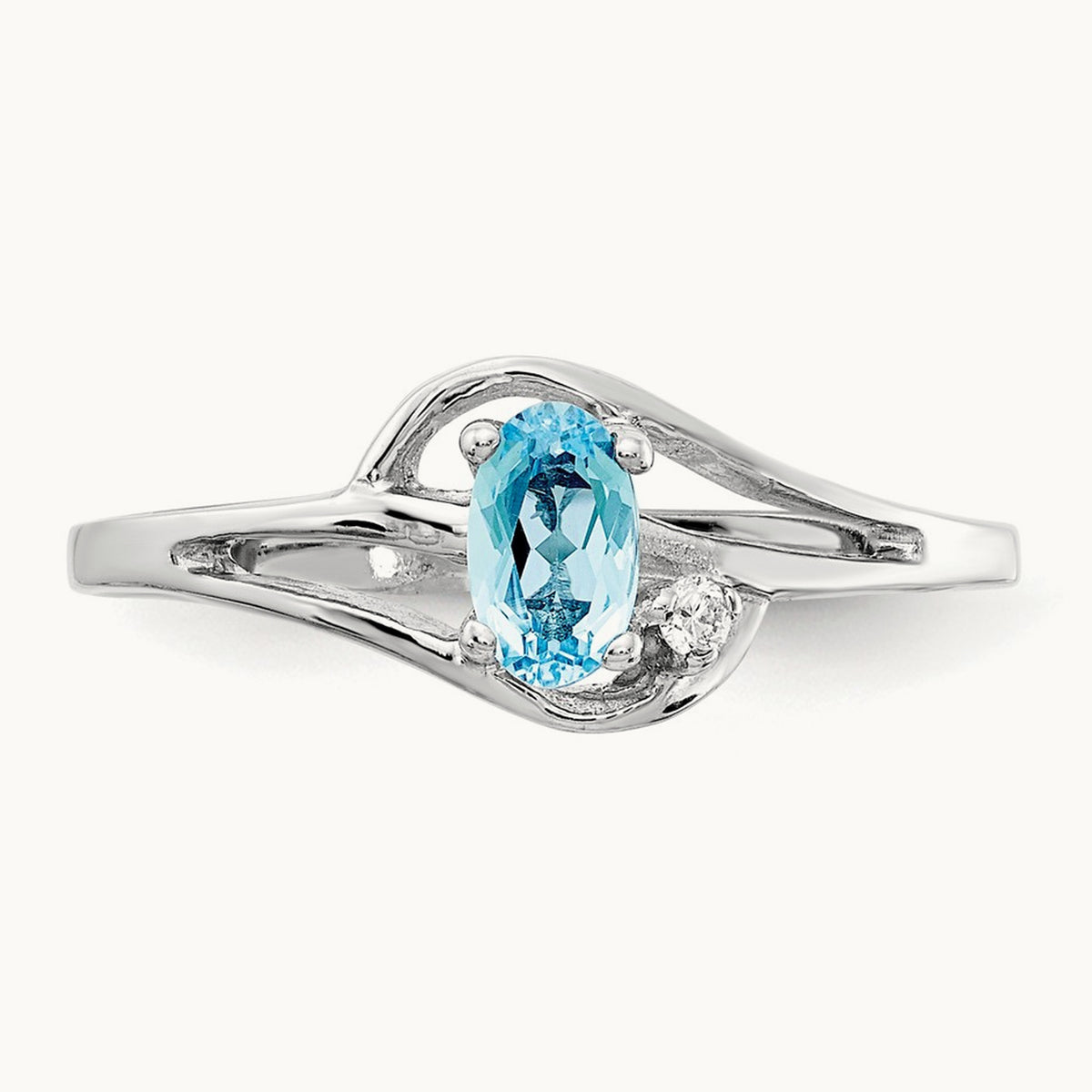 Blue Topaz Diamond Ring, 14K White Gold