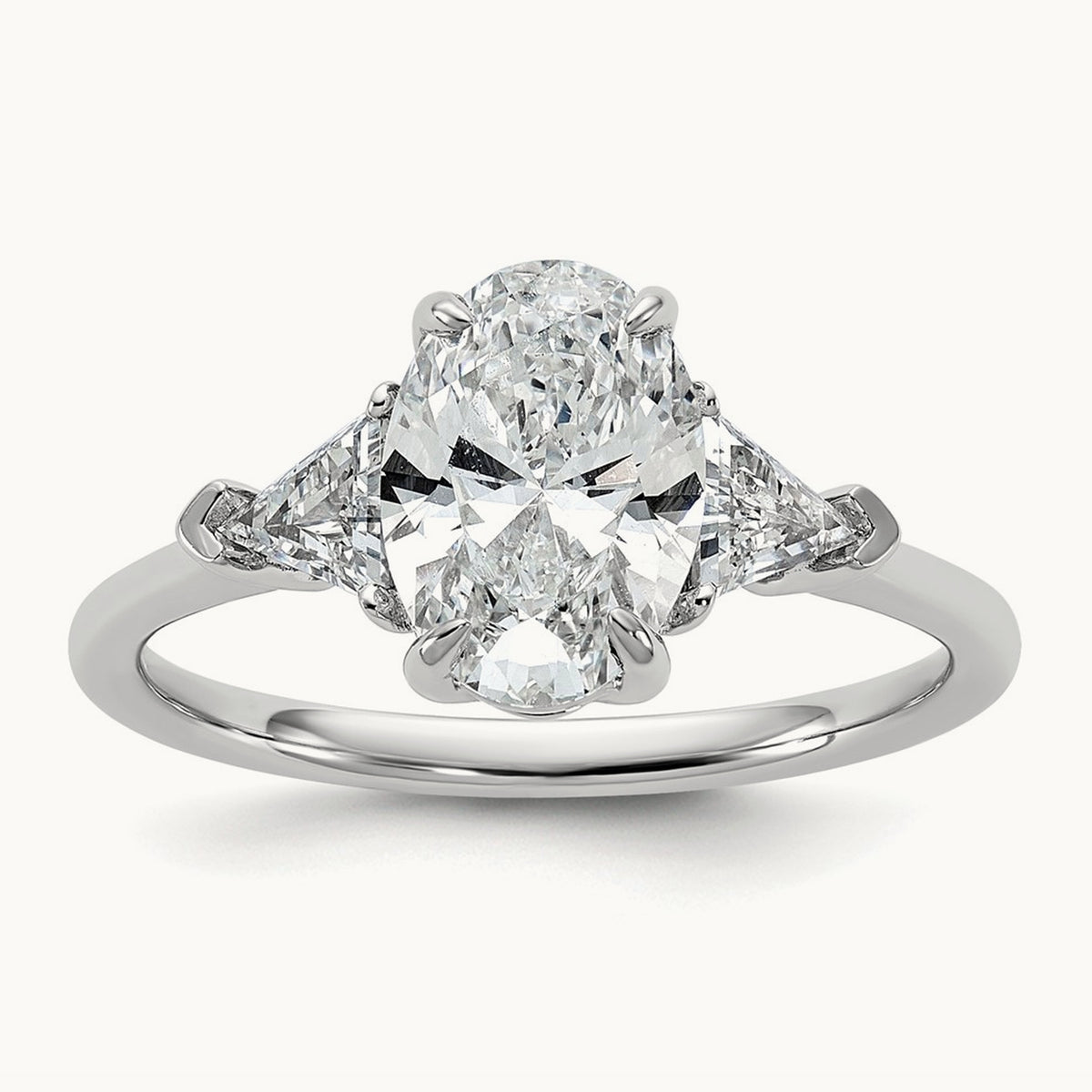 Oval & Trillion 3 Stone Engagement Ring, 1.50-4.00 ct tw Lab-Grown Diamond — 2 ct, 14K White Gold