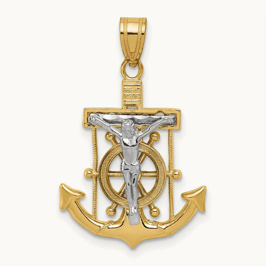 Diamond-cut Mariner's Crucifix Pendant — 28mm