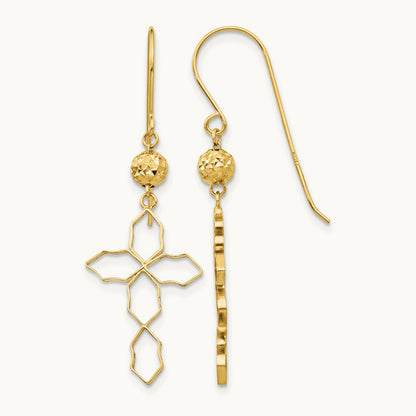 Cross Earrings, 14K