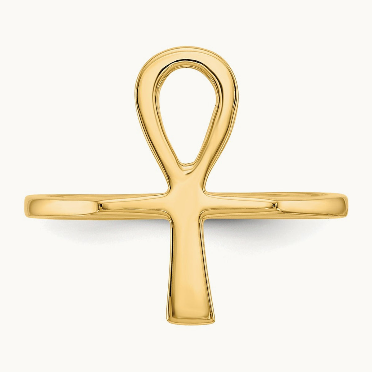 Polished Ankh Egyptian Cross Ring, 14K