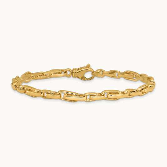 Hand-polished Fancy Link Bracelet, 5mm, 14K