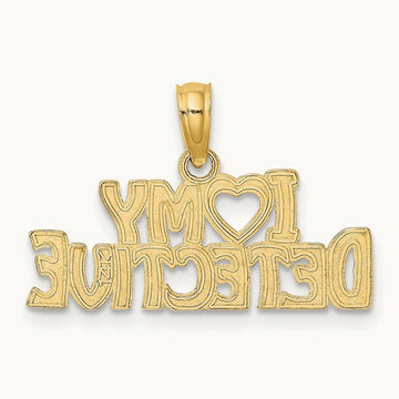 I HEART MY DETECTIVE Charm, 14K