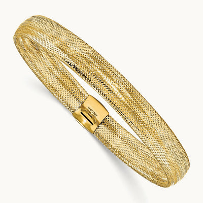 Polished Mesh Stretch Bracelet, 14K — Leslie's