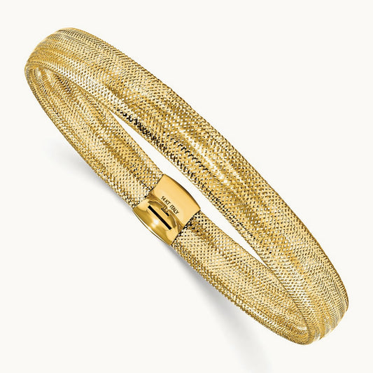 Polished Mesh Stretch Bracelet, 14K — Leslie's