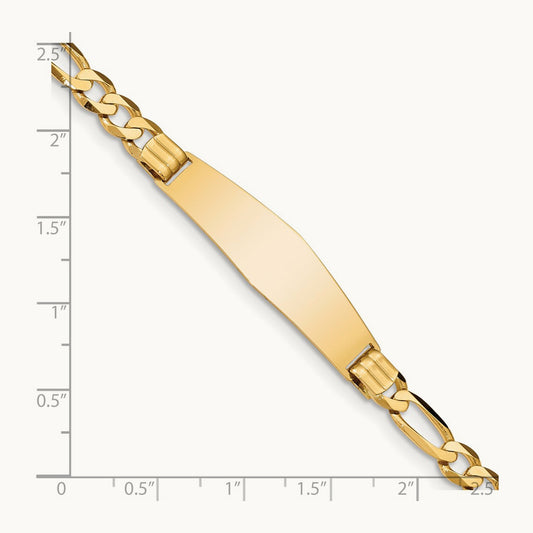 Figaro Soft Diamond Shape ID Bracelet, 14K