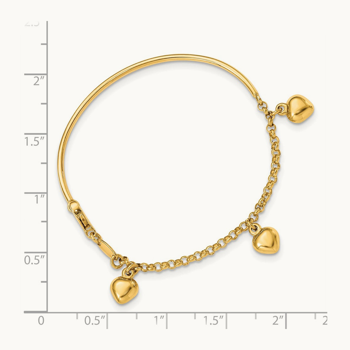 Polished Dangle Heart Baby Bracelet — 14K Yellow Gold