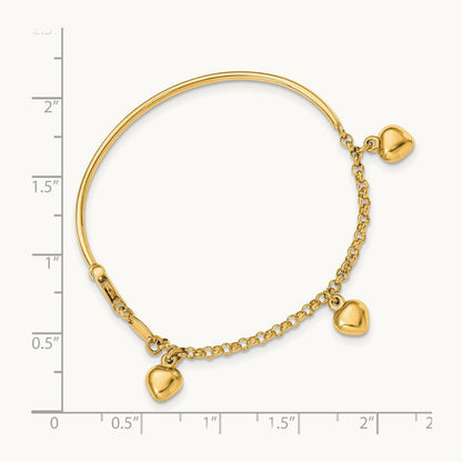 Polished Dangle Heart Baby Bracelet — 14K Yellow Gold
