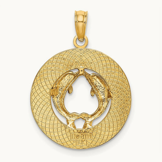 BONAIRE Circle w/ Dolphins Charm, 14K