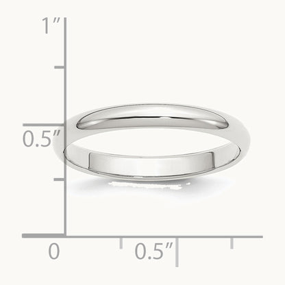 Sterling Silver 3mm Half Round Band