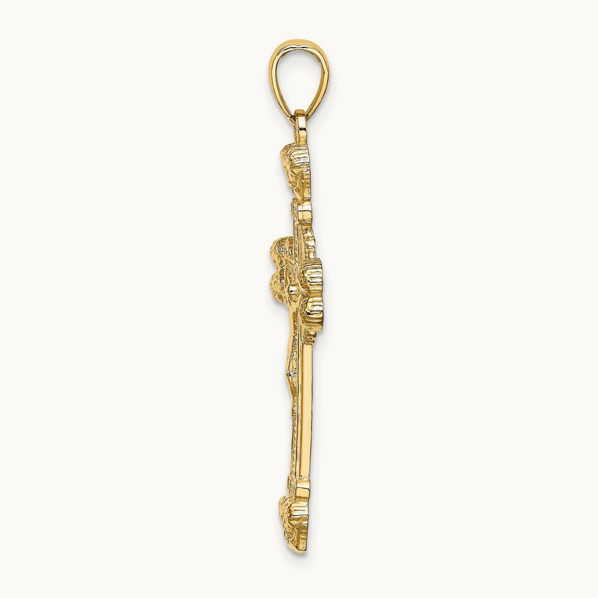 Crucifix W/ Sunburst Charm, 14K