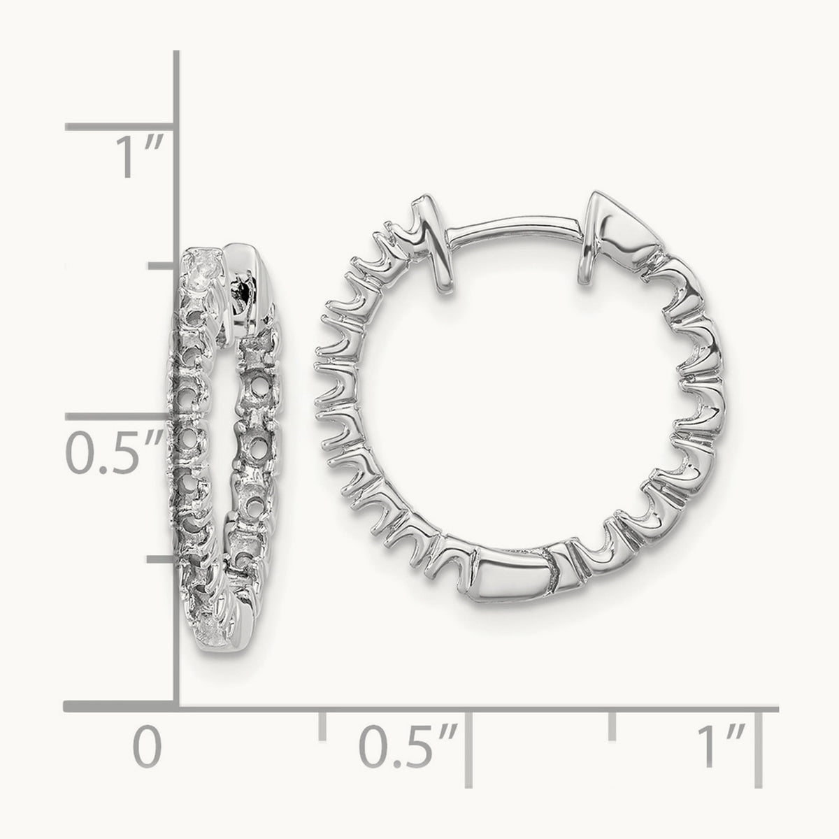 AA Diamond Hinged Hoop Earrings, 14K White Gold