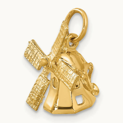 3D Windmill Charm, 14K