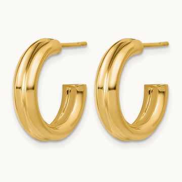 Polished and Grooved J-Hoop Post Earrings — Leslie's — photo set
