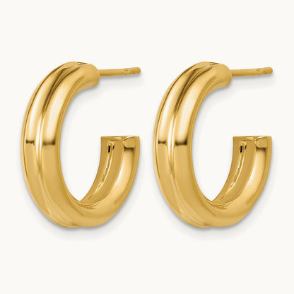 Polished and Grooved J-Hoop Post Earrings — Leslie's — photo set