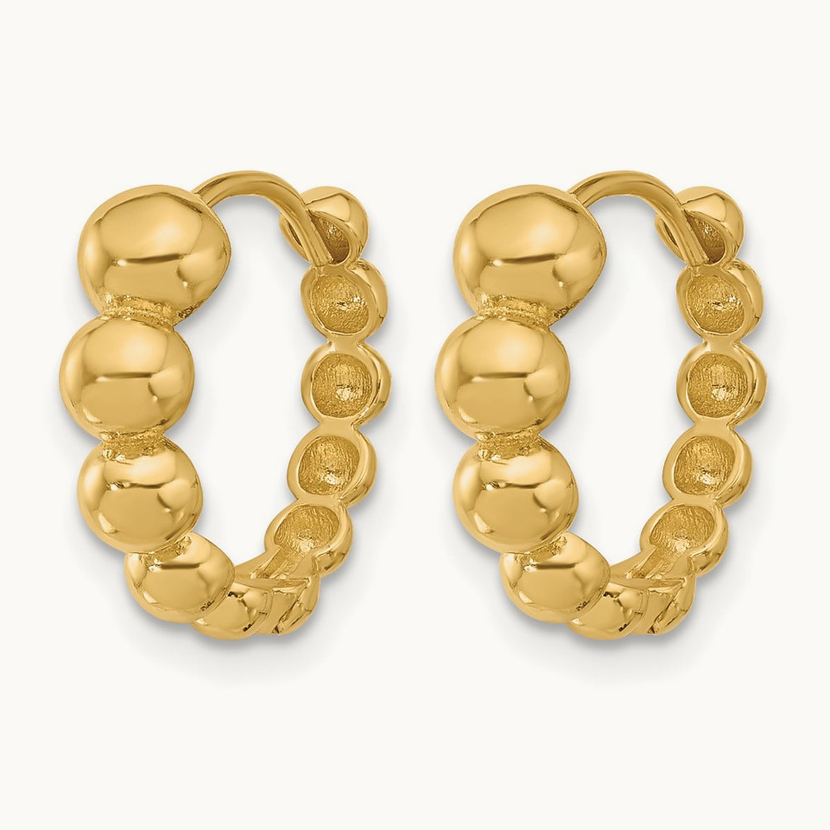 Polished Beaded Hoop Earrings — Leslie's — photo set