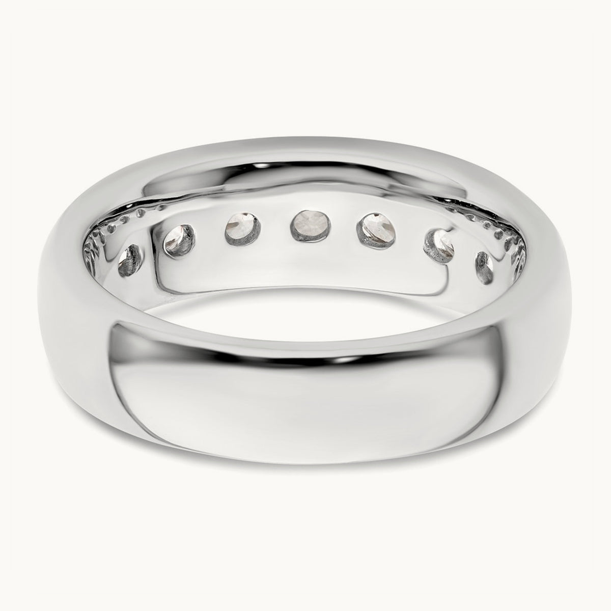 7-Stone Diamond Channel Band, 14K White Gold