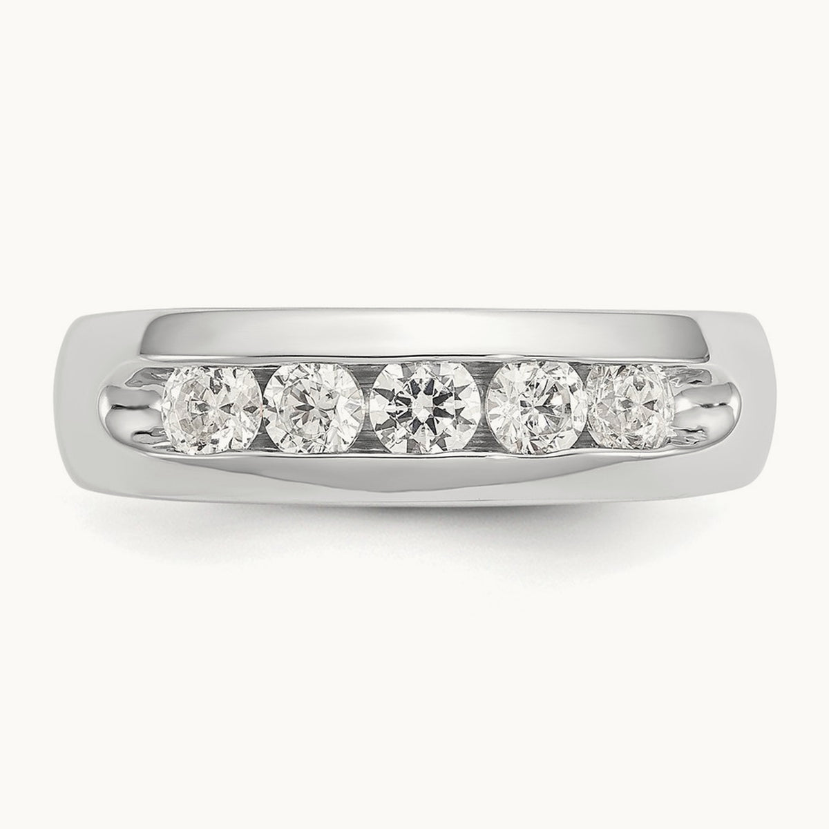 5-Stone Diamond Channel Band, 14K White Gold