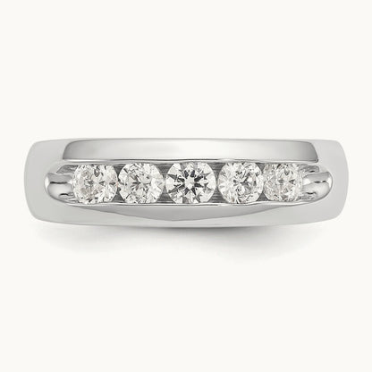 5-Stone Diamond Channel Band, 14K White Gold