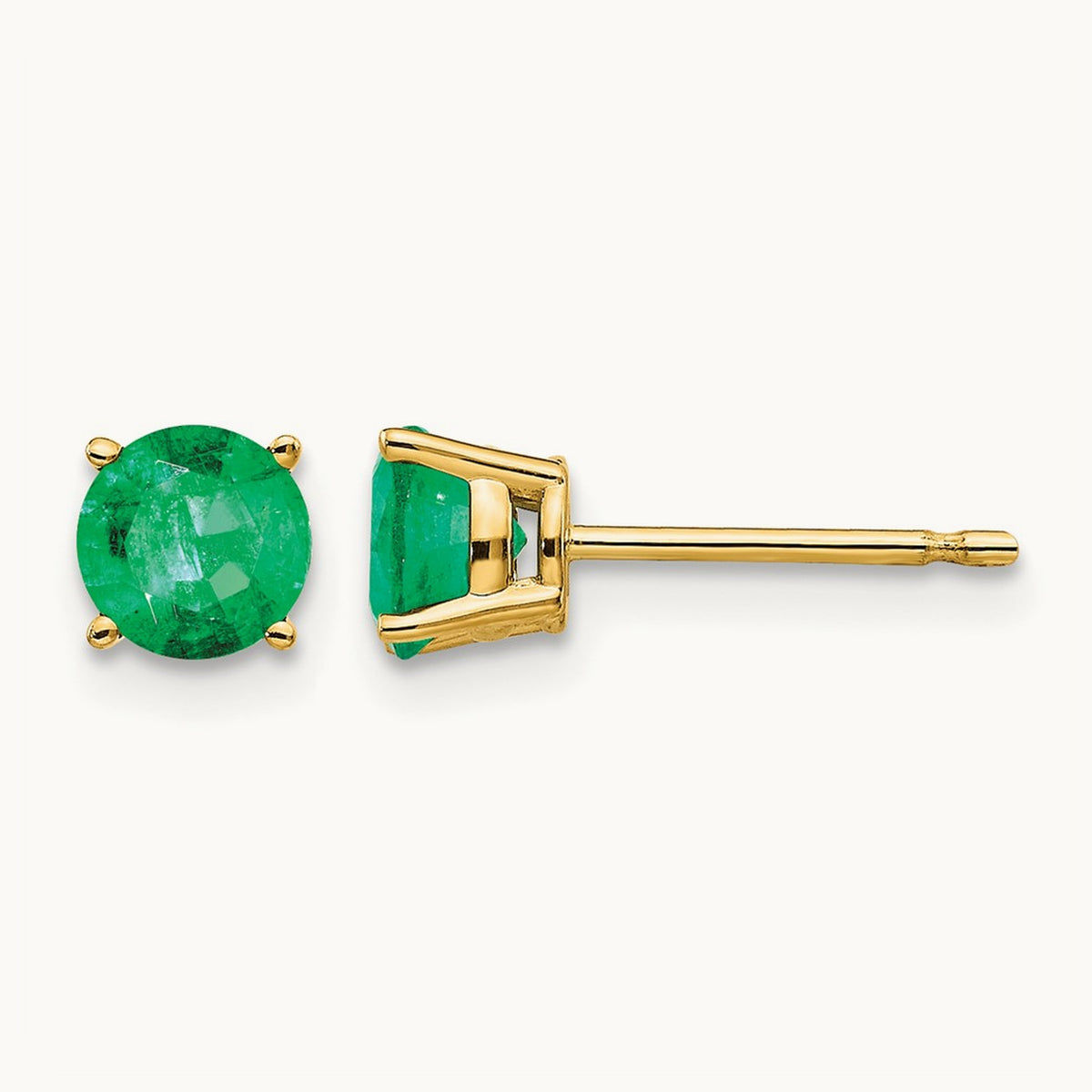 Emerald Post Earrings, 14K