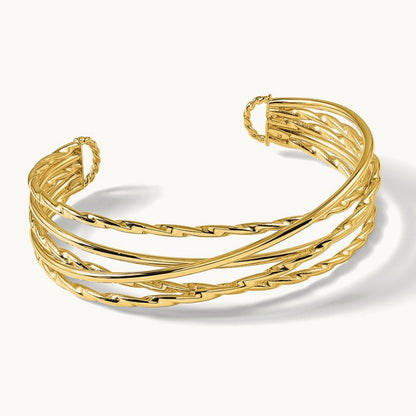 Polished Multi Tube Cuff Bangle, 14K