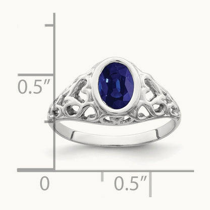 7x5mm Oval Sapphire ring, 14K White Gold